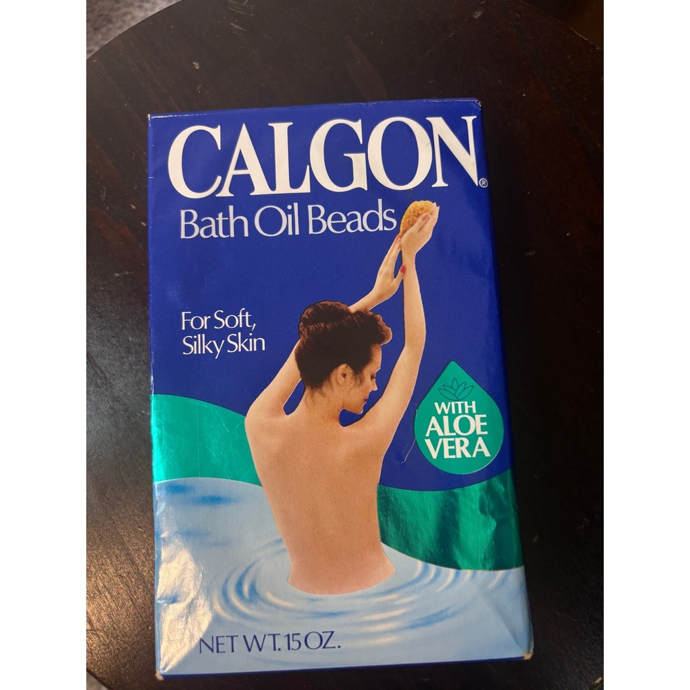 Calgon Bath Oil Beads Women 15 oz Blue Vintage Aloe Vera Moisturizing Soak